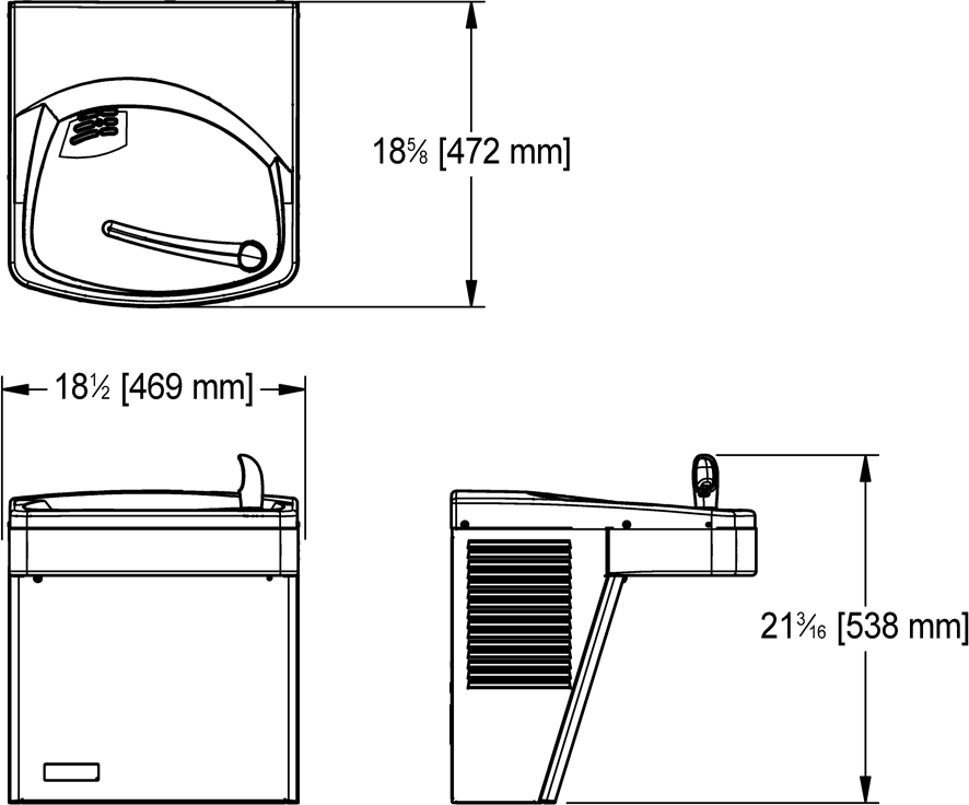 Franke Commercial drinking fountain KEP8ACT dimension drawing
