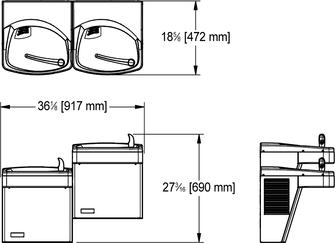 Franke Commercial drinking fountain KEP8ACSLT dimension drawing