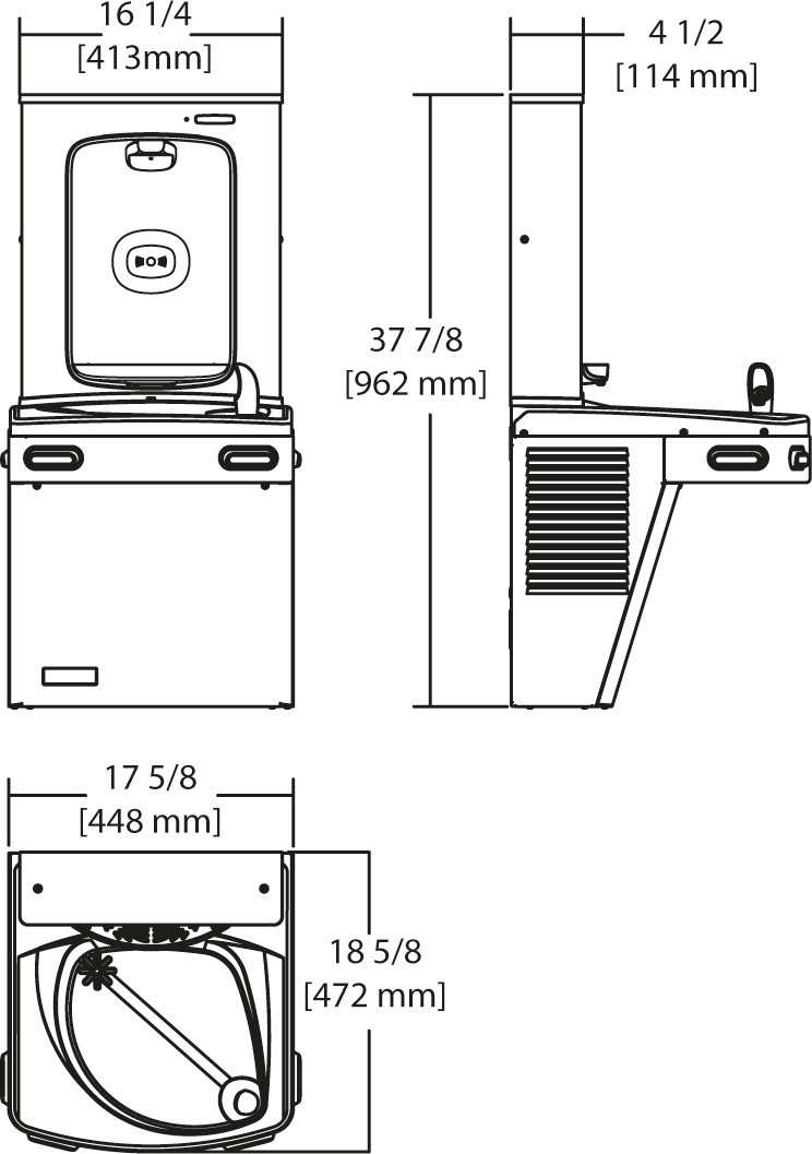 Franke Commercial drinking fountain KEP8AC-EBF dimension drawing