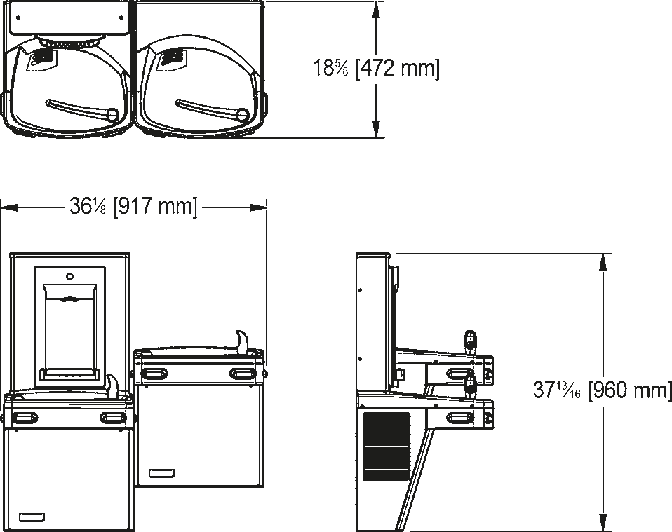 Franke Commercial drinking fountain KEP8ACSL-EBF-STN dimension drawing