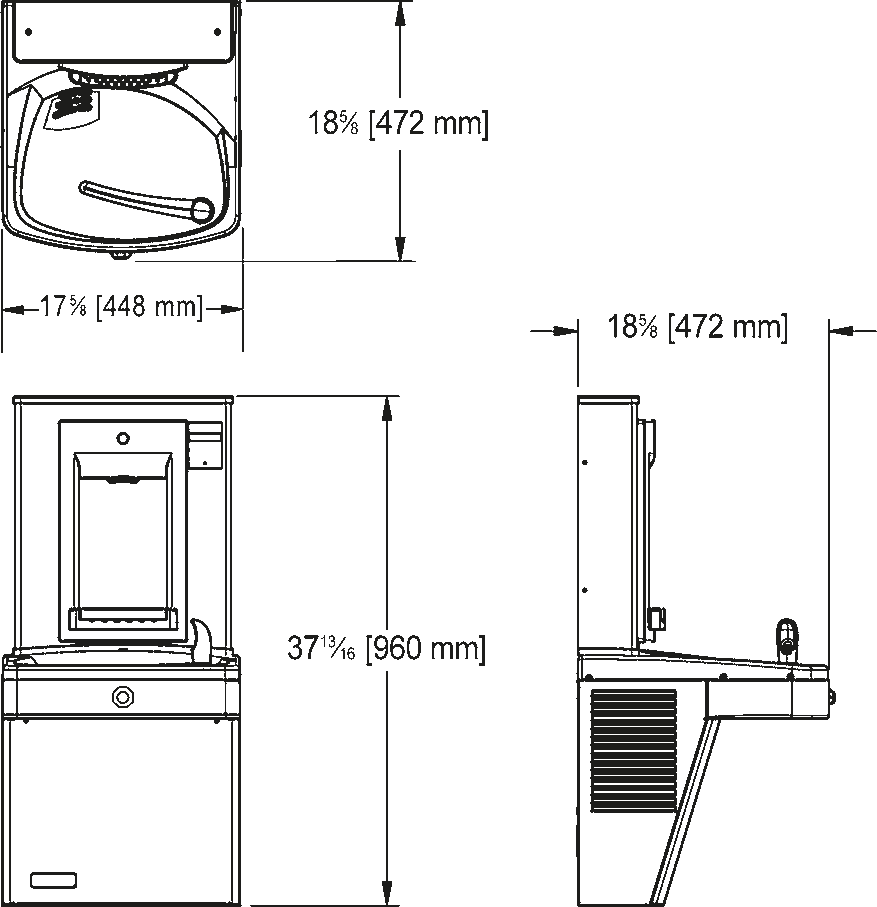 Franke Commercial drinking fountain KEPV8AC-EBF-STN dimension drawing