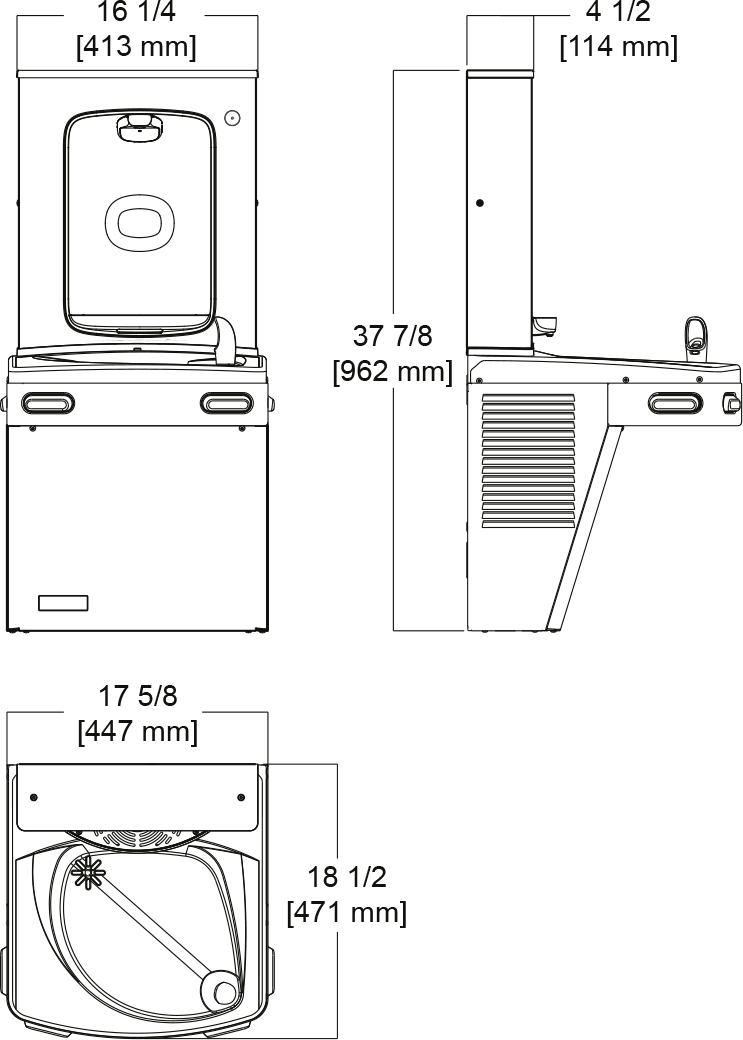 Franke Commercial drinking fountain KEP8AC-SBF-STN dimension drawing
