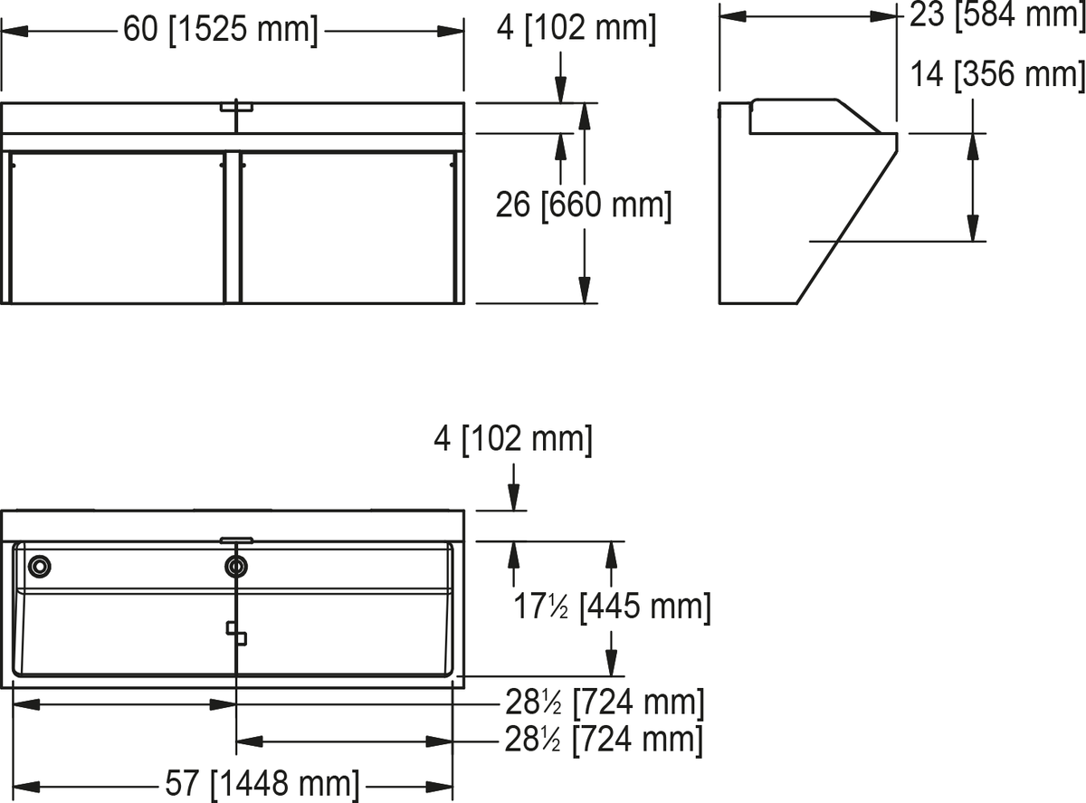 Franke Commercial healthcare sink SSU2-00 dimension drawing