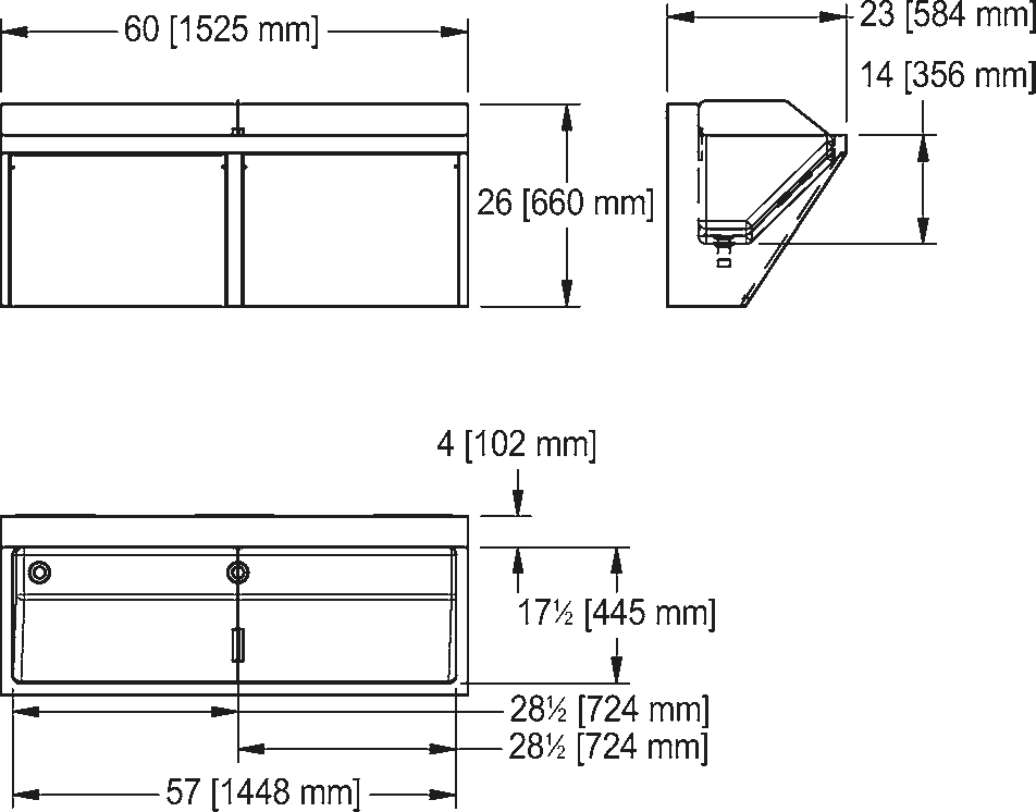 Franke Commercial healthcare sink SSU2-10 dimension drawing