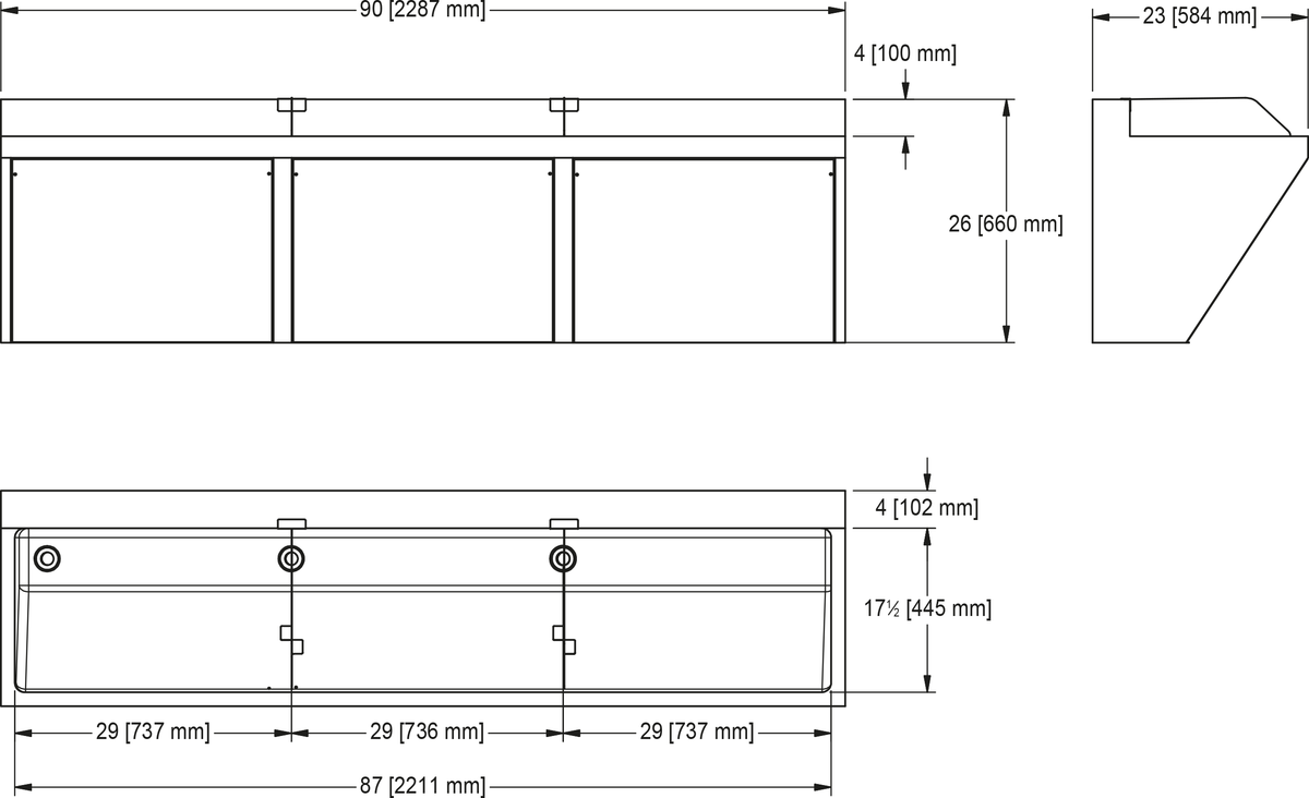 Franke Commercial healthcare sink SSU3-00 dimension drawing