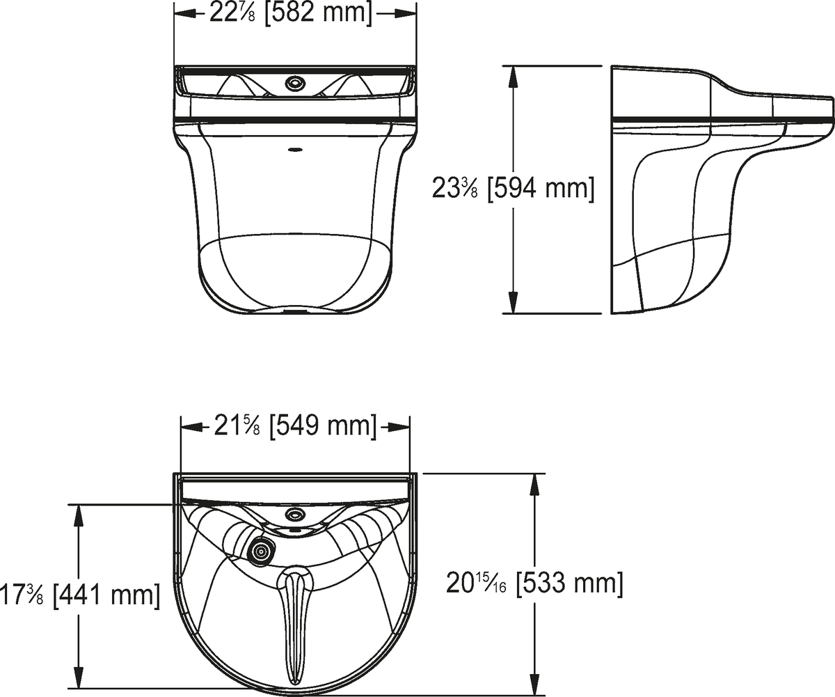 Franke Commercial healthcare sink HWSS2321W-00 dimension drawing