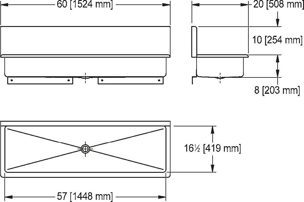 Franke Commercial utility sink WTS2060-1 dimension drawing