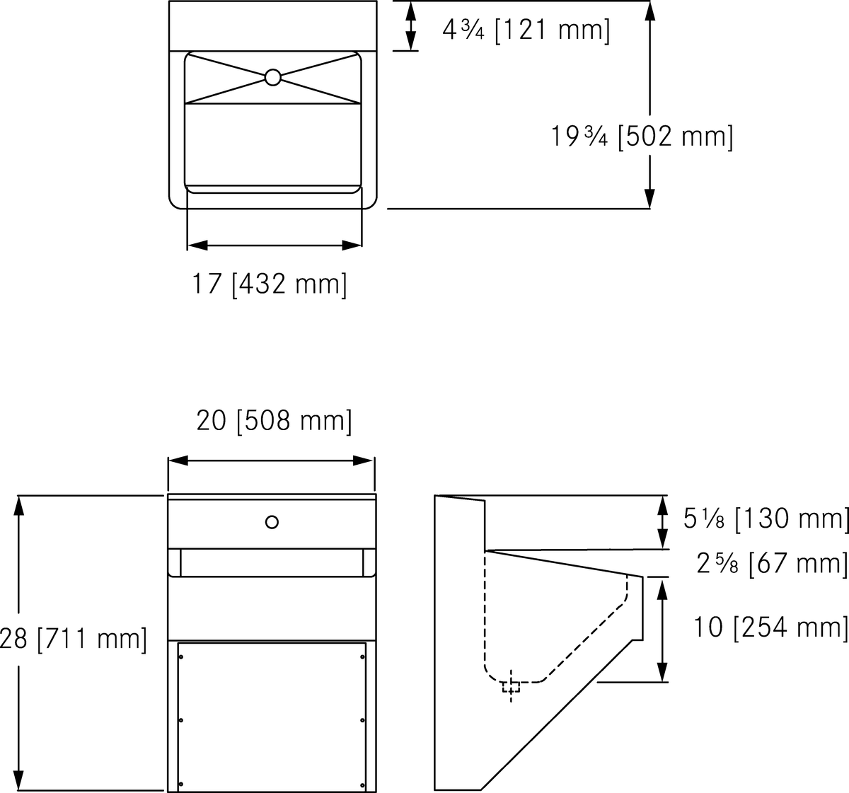 Franke Commercial healthcare sink SSU1-2020-3 dimension drawing