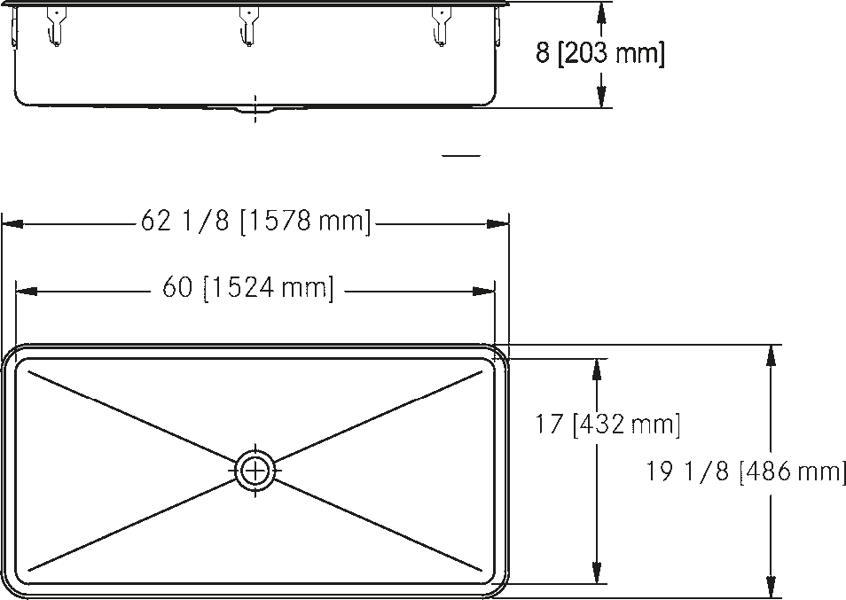Franke Commercial classroom sink ART60-1 dimension drawing