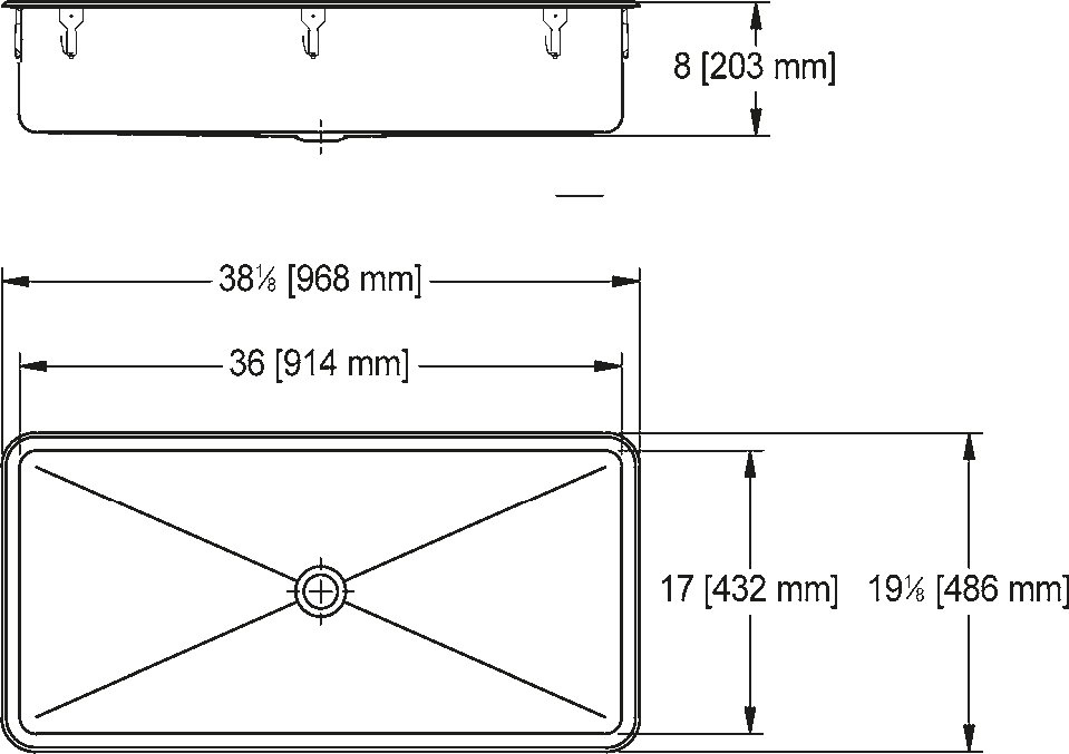 Franke Commercial type 316 laboratory sink ART36-316-3C dimension drawing