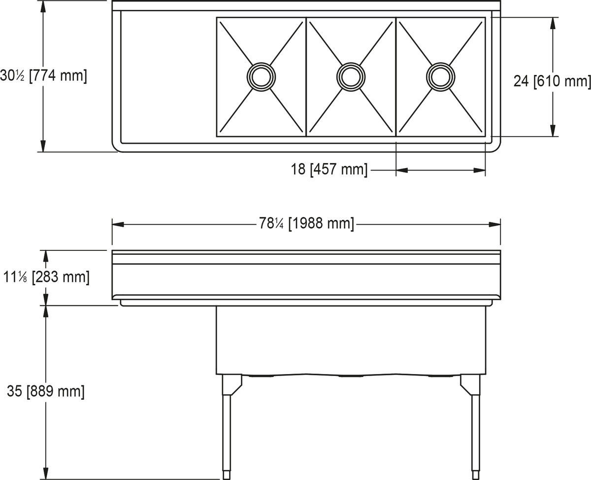Franke Commercial scullery sink STL2454L-1 dimension drawing