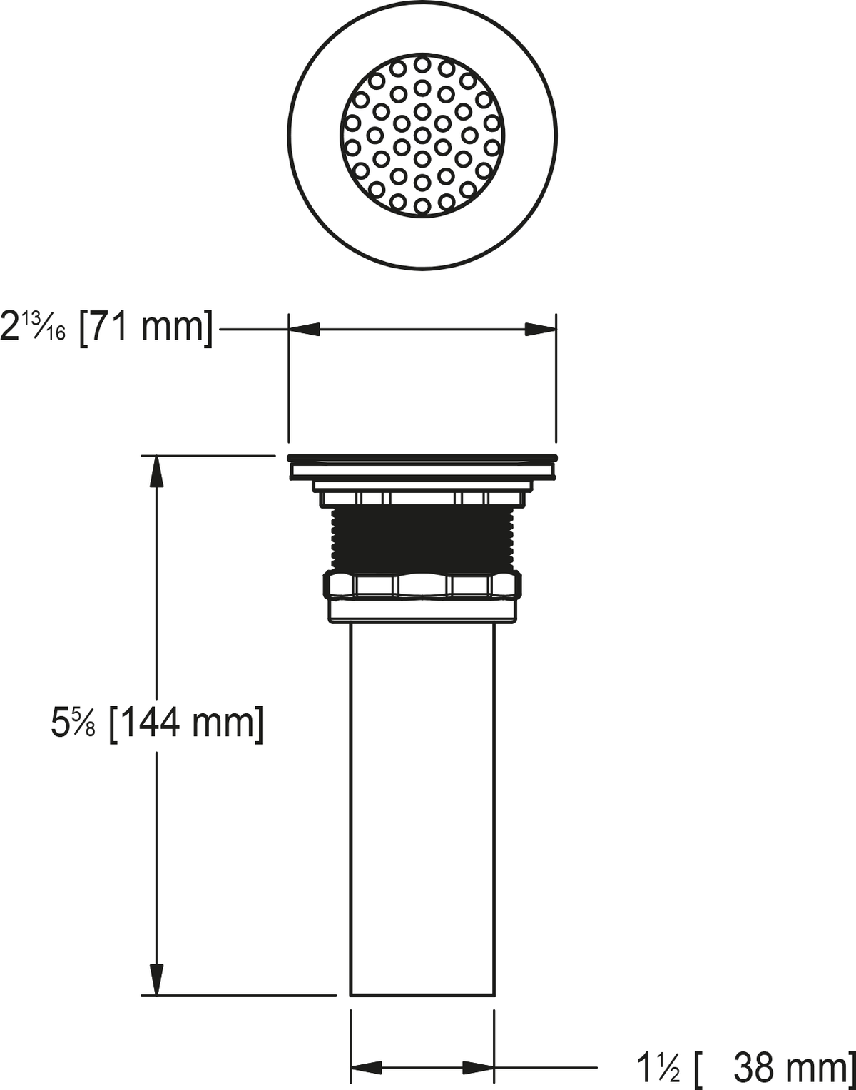 Franke Commercial waste fitting 100-NR dimension drawing