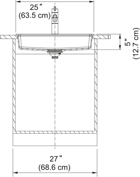 Franke Maris 25" dual mount fragranite kitchen sink MAG61023ADA dimension drawing