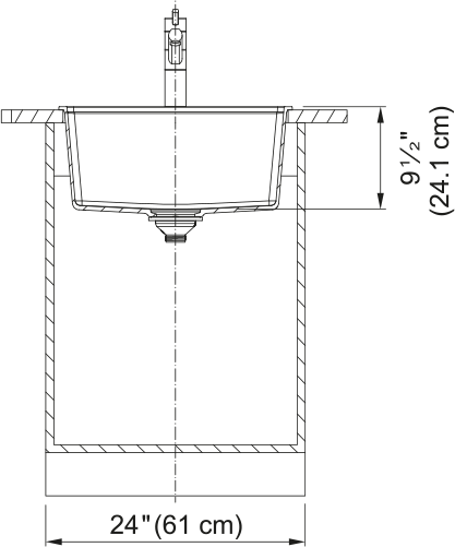 Franke Maris 21.63" dual mount fragranite kitchen sink MAG61020 dimension drawing