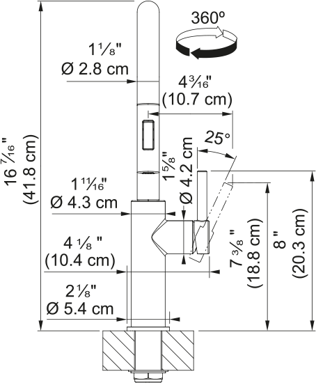 Franke Maris Lario prep faucet LAR-PR dimension drawing