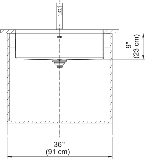 Franke Vertex 31.57" undermount stainless steel kitchen sink VXT11030-S dimension drawing