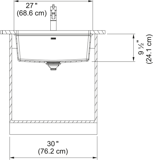 Franke Maris 27" undermount fragranite kitchen sink MAG11025 dimension drawing
