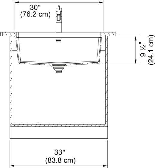 Franke Maris 30" undermount fragranite kitchen sink MAG11028 dimension drawing