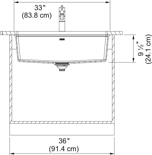 Franke Maris 33" undermount fragranite kitchen sink MAG11031 dimension drawing
