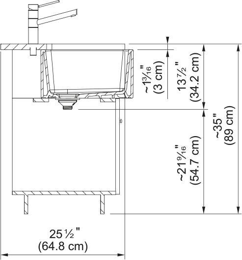 Franke Ceranova 27" apron front fireclay kitchen sink CRK71027-GWH dimension drawing