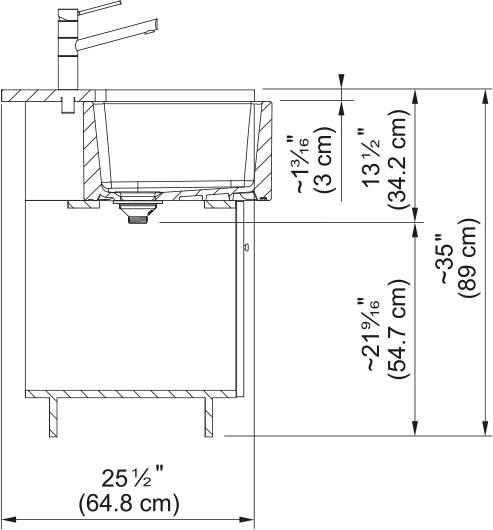 Franke Ceranova 36" apron front fireclay kitchen sink CRK71036-GWH dimension drawing