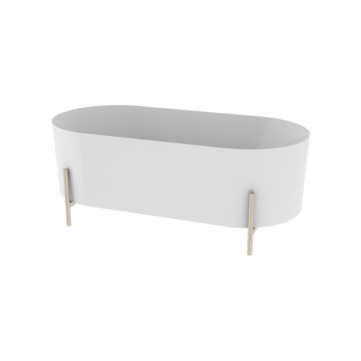Slik Otton Freestanding bathtub, 65 3/8", brushed nickel legs, in matte white TOT6531FAB05