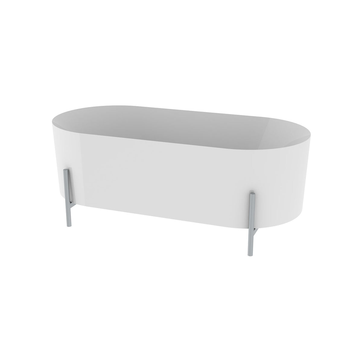 Slik Otton Freestanding bathtub, 65 3/8", chrome legs, in matte white TOT6531FAC05