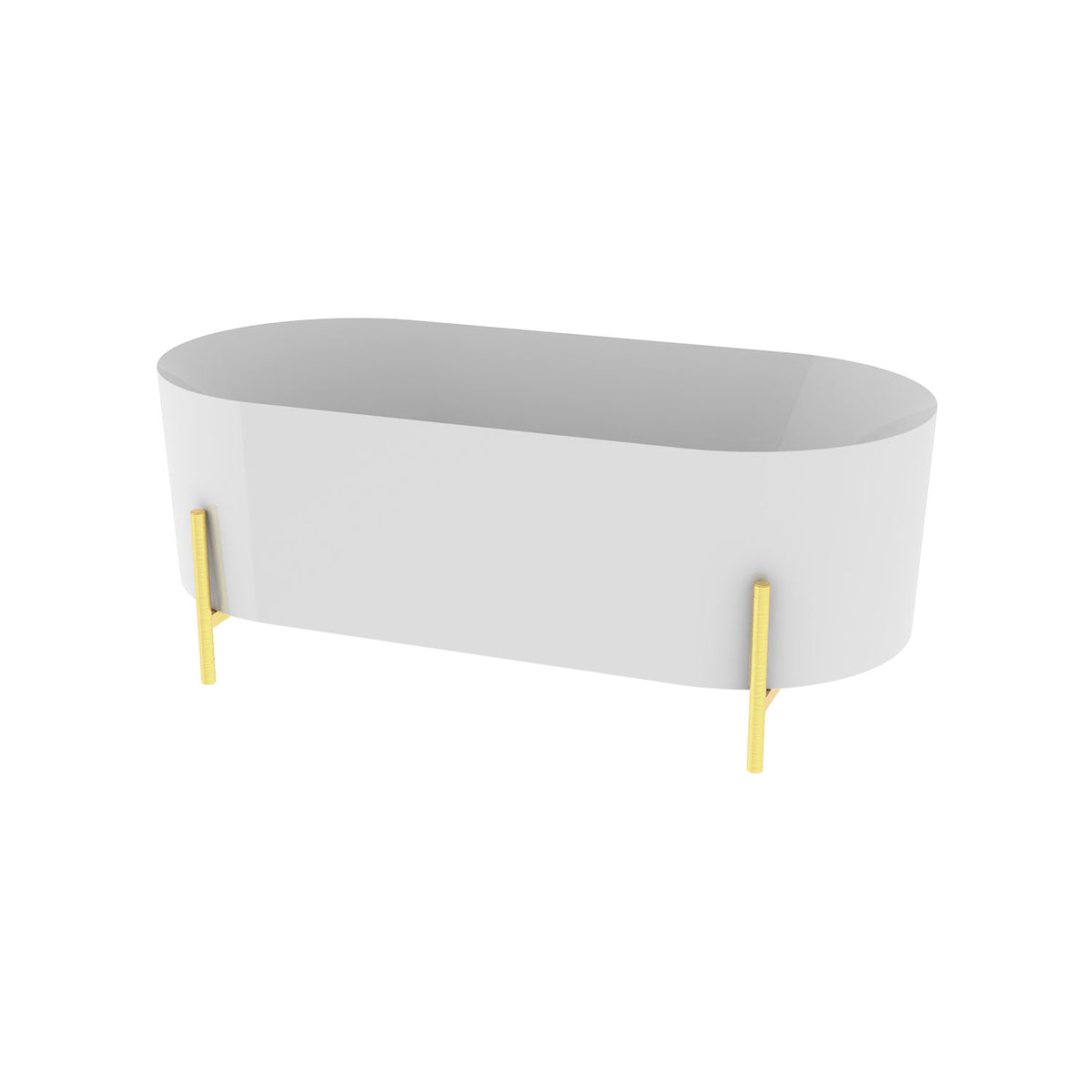 Slik Otton Freestanding bathtub, 65 3/8", brushed gold legs, in matte white TOT6531FAG05