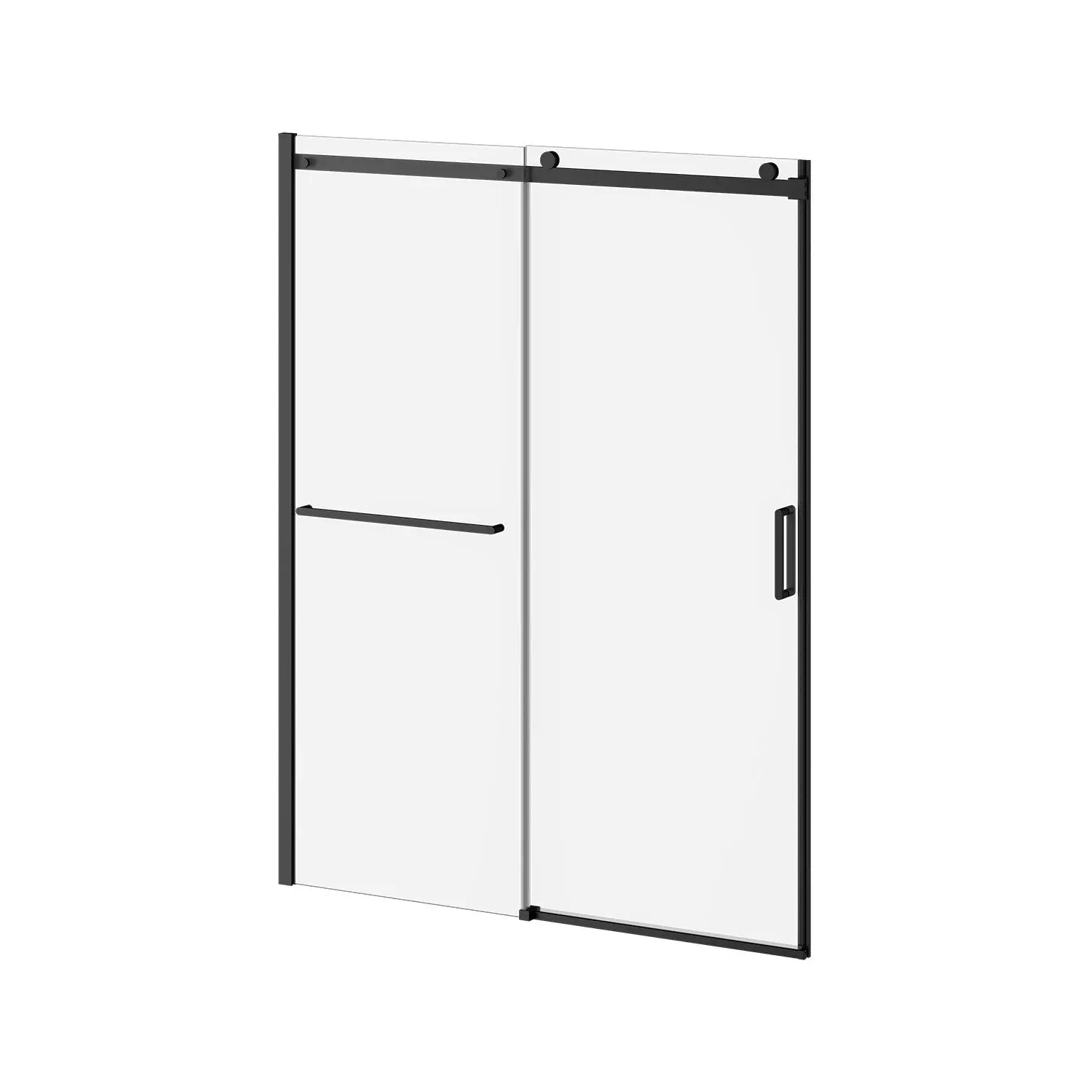 Kalia KONCEPT-II W/ TOWEL BAR 60''x77'' Alcove Sliding Shower Door with Fixed and Mobile Panel (Reversible) Matte Black Clear Glass DR1736-160-000-001 - Plumbing Market
