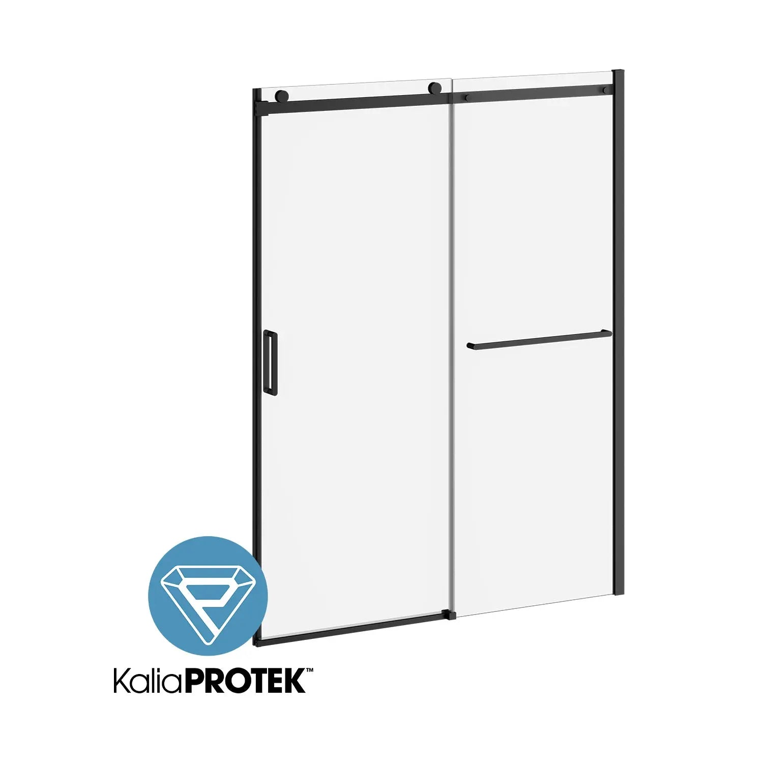 Kalia KONCEPT-II W/ TOWEL BAR and KaliaProtek 60''x77'' Alcove Sliding Shower Door with Fixed and Mobile Panel (Left Opening) Matte Black Clear Glass With Film DR2034-160-004-001 - Plumbing Market