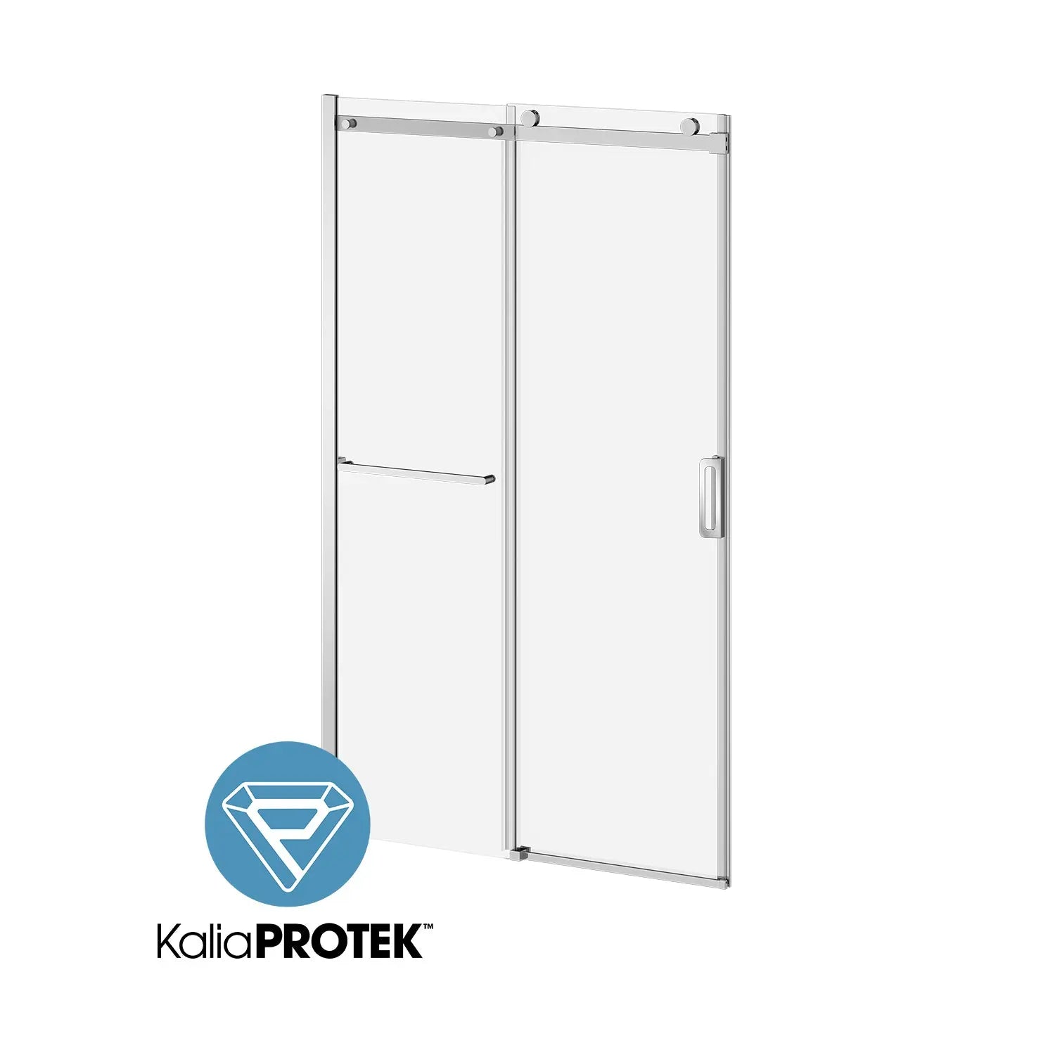 Kalia K3 W/ TOWEL BAR and KaliaProtek48''x77'' Alcove Sliding Shower Door with Fixed and Mobile Panel (Reversible) Chrome Clear Glass With Film DR2057-110-004-001 - Plumbing Market