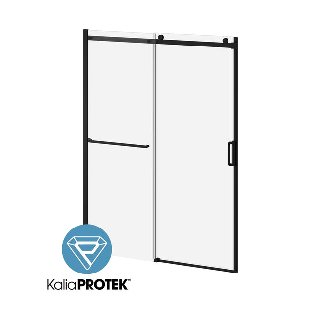 Kalia K3 W/ TOWEL BAR with KaliaProtek (Box 2 of 2)60''x77'' Alcove Sliding Shower Door - Fixed Panel (Reversible) Matte Black Clear Glass DR2059-160-004-001 - Plumbing Market