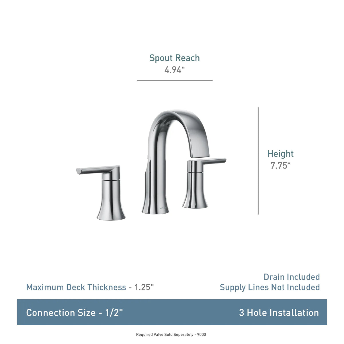Moen Doux Two-Handle High-Arc Bathroom Faucet TS6925 in Matte Black (TS6925BL) - view 2