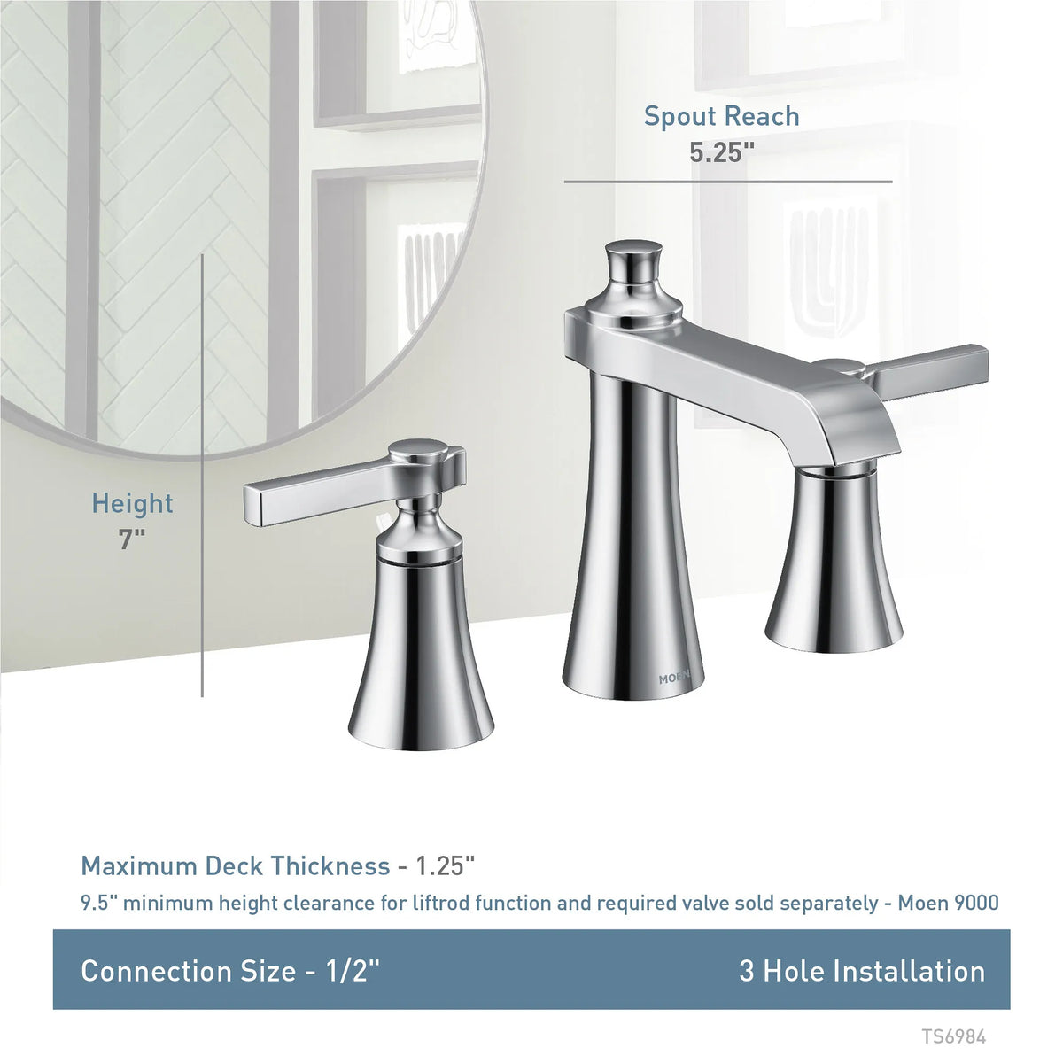Moen Flara Two-Handle High-Arc Bathroom Faucet TS6984 in Brushed Nickel (TS6984BN) - view 3