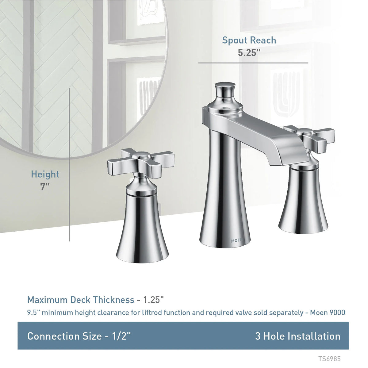 Moen Flara Two-Handle High-Arc Bathroom Faucet TS6985 in Polished Nickel (TS6985NL) - view 2