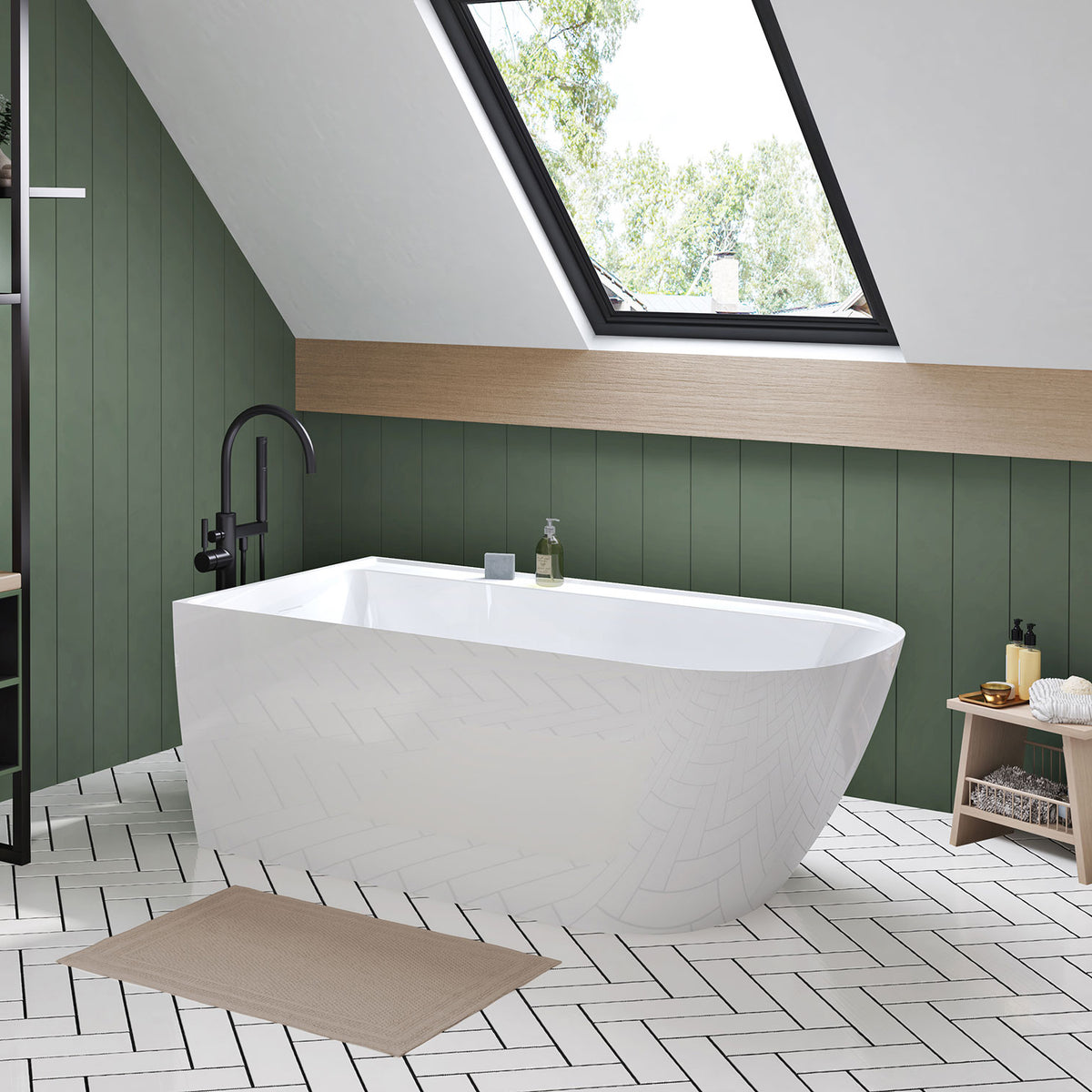 Zitta Stelvio Freestanding bathtub, 60", in glossy white with drain on left TST6032FA0L1