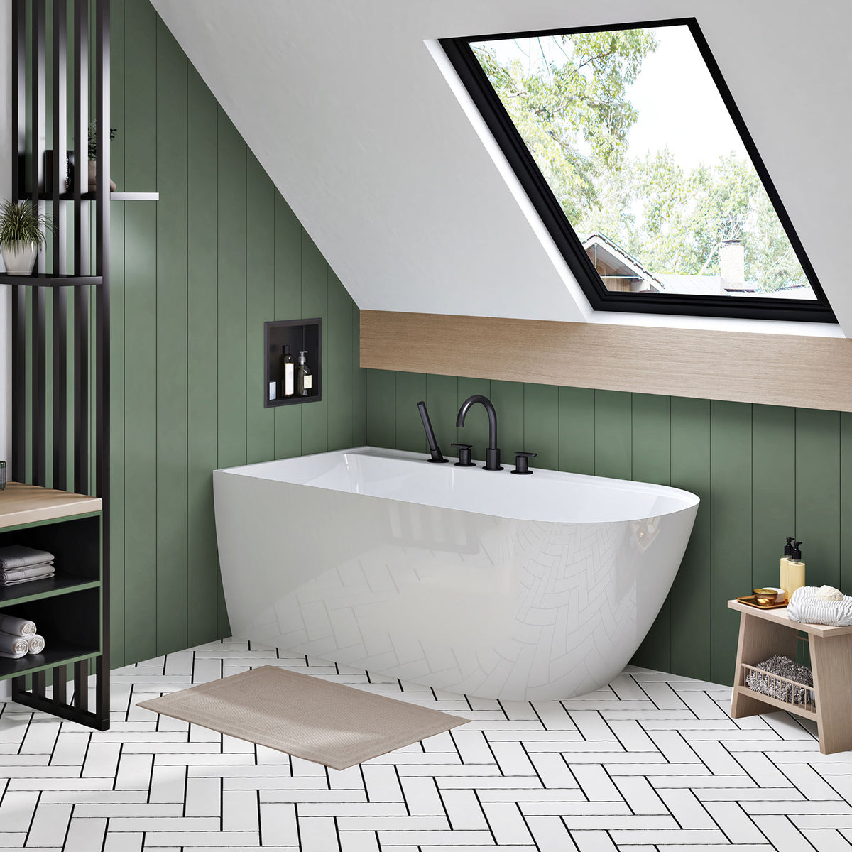 Zitta Stelvio Freestanding bathtub, 60", in glossy white with drain on left TST6032FA0L1
