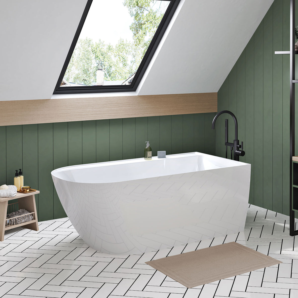 Zitta Stelvio Freestanding bathtub, 60", in glossy white with drain on right TST6032FA0R1