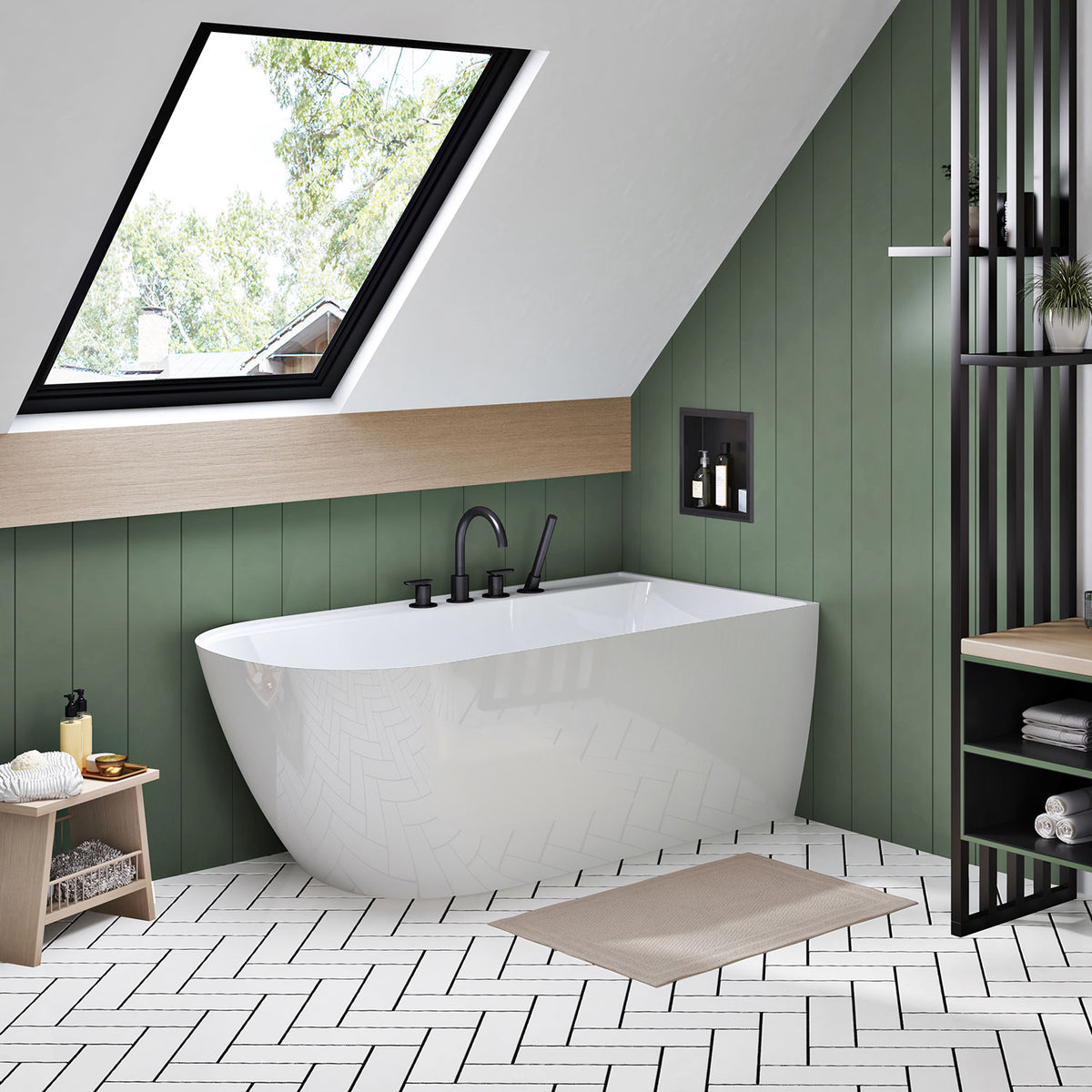 Zitta Stelvio Freestanding bathtub, 60", in glossy white with drain on right TST6032FA0R1