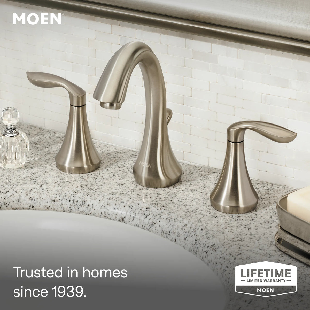 Moen Eva Two-Handle High-Arc Bathroom Faucet TV6420 in Brushed Nickel (TV6420BN)