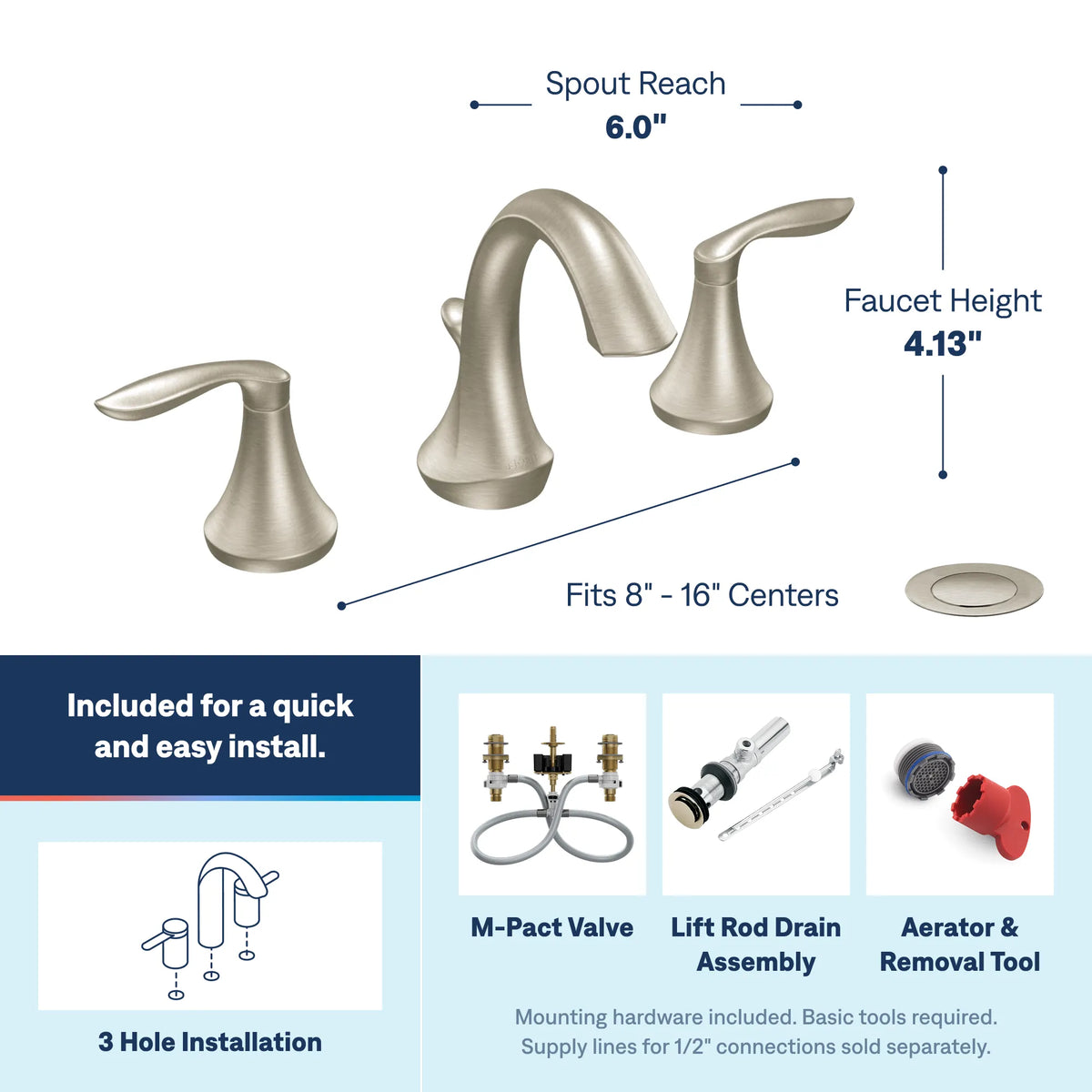 Moen Eva Two-Handle High-Arc Bathroom Faucet TV6420 in Chrome (TV6420) - view 11
