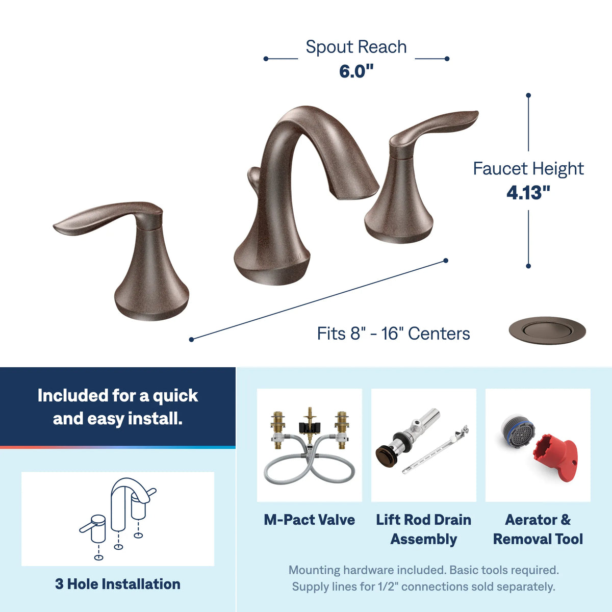Moen Eva Two-Handle High-Arc Bathroom Faucet TV6420 in Chrome (TV6420) - view 7