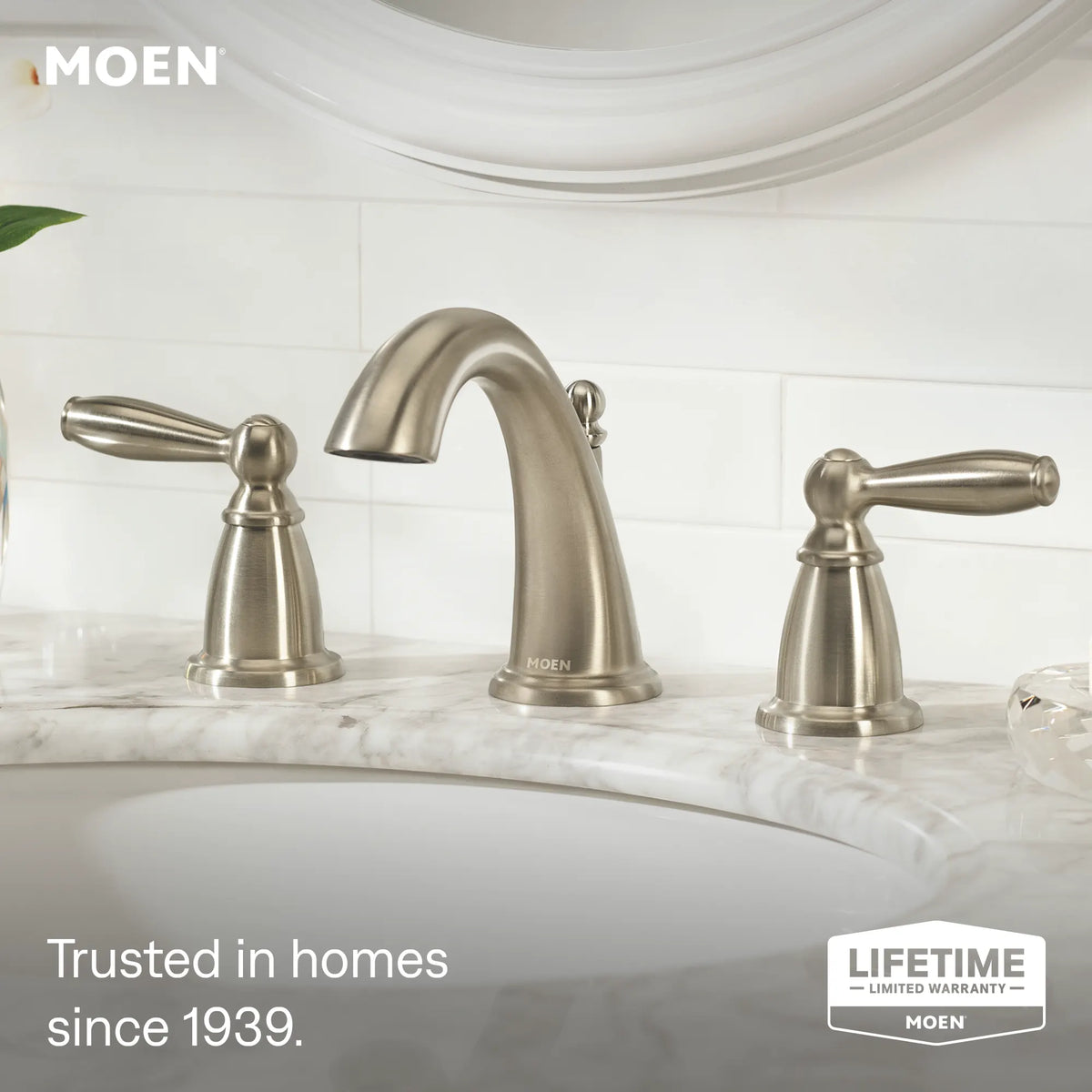 Moen Brantford Two-Handle High-Arc Bathroom Faucet TV6620 in Brushed Nickel (TV6620BN)