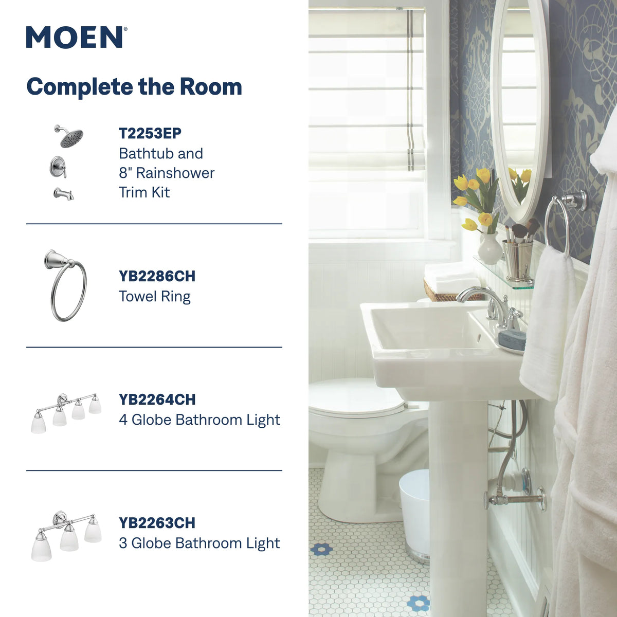 Moen Brantford Two-Handle High-Arc Bathroom Faucet TV6620 in Chrome (TV6620) - view 4