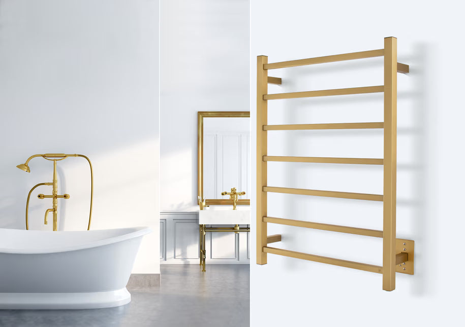 Tahoe 7 Towel Warmer, Brushed Gold, Hardwired, 7 bars - 	TWS2-TAH07GH - Plumbing Market