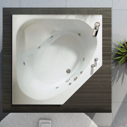 Tandem 6060 Acrylic Corner Center Drain Bathtub in White - Plumbing Market