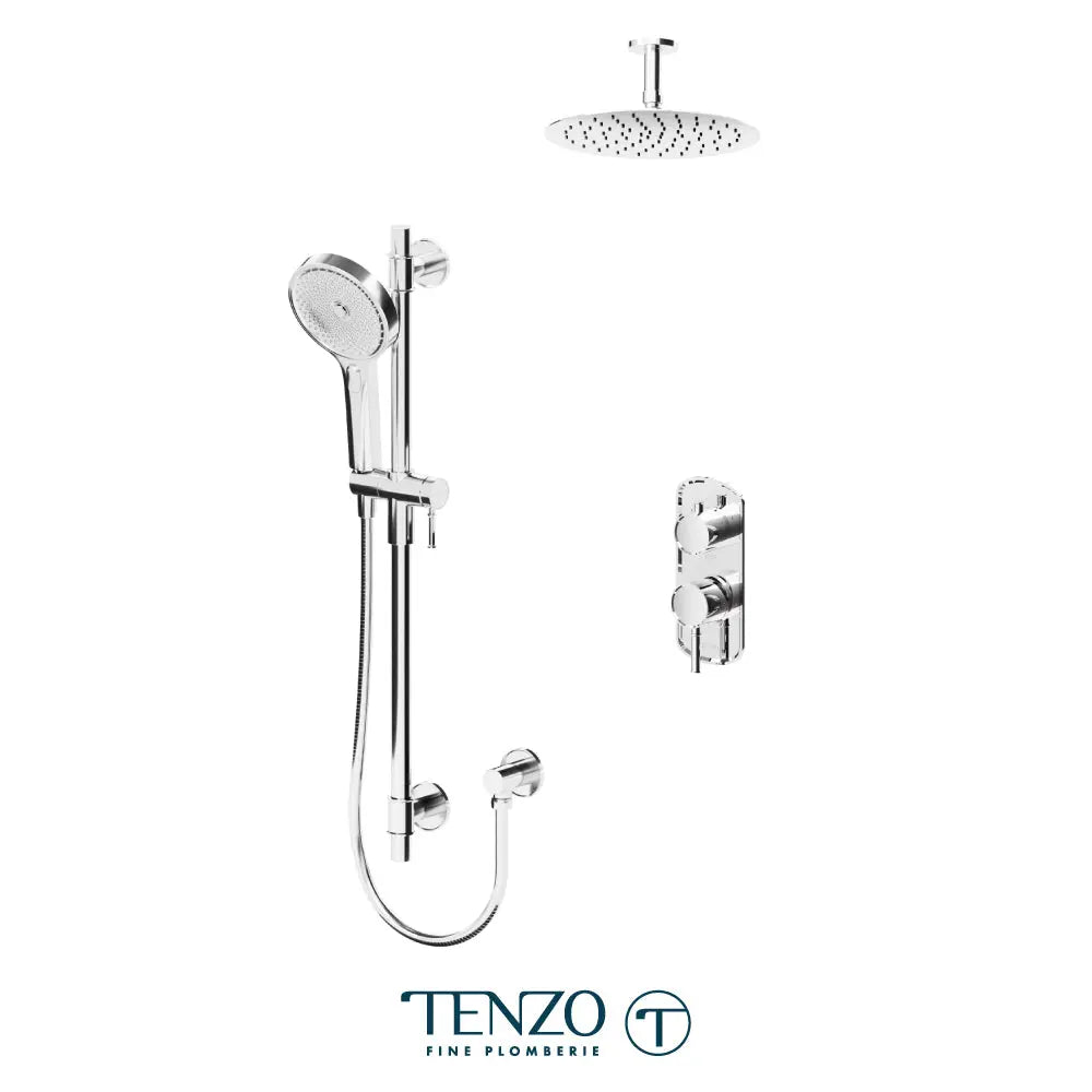 Tenzo Alyss Pressure Balanced Ceiling Mount Shower Kit 2 Functions - Plumbing Market