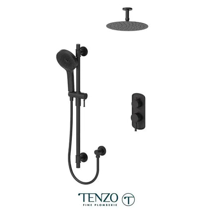 Tenzo Alyss Pressure Balanced Ceiling Mount Shower Kit 2 Functions - Plumbing Market