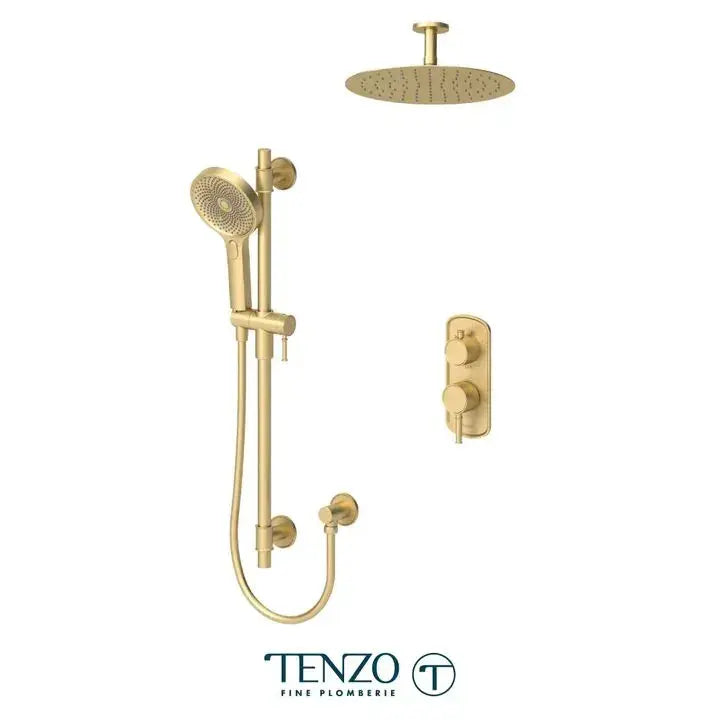 Tenzo Alyss Pressure Balanced Ceiling Mount Shower Kit 2 Functions - Plumbing Market