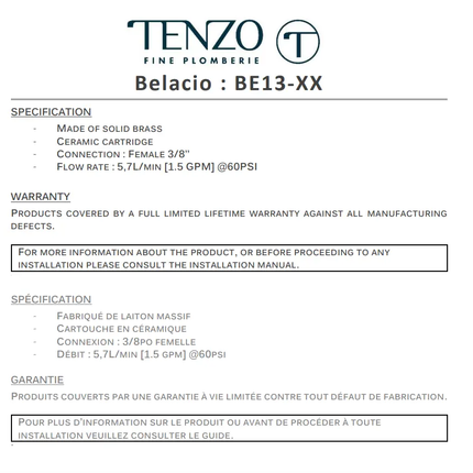 Tenzo Belacio F 8 Inch Widespread Bathroom Faucet With Drain - Plumbing Market